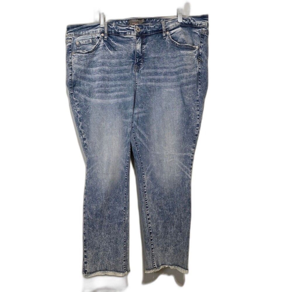 Torrid Crop Boyfriend Vintage Stretch Jeans Frayed Hem Distressed Size 22